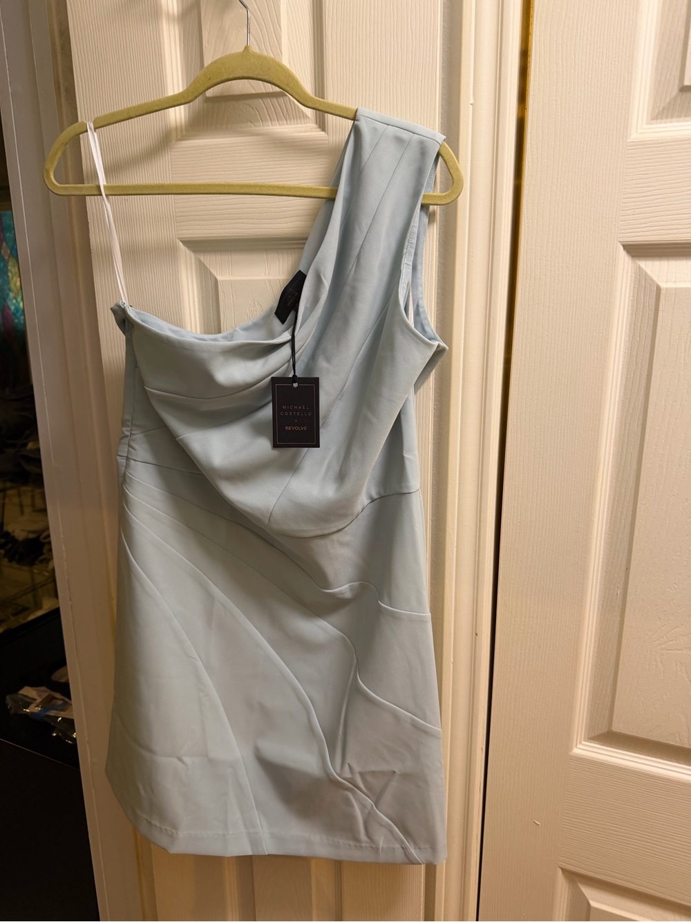 One-Shoulder Light Blue Cocktail Dress by Michael Costello